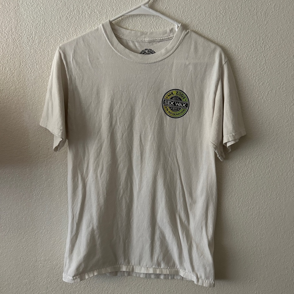Men's small white sex wax shirt
